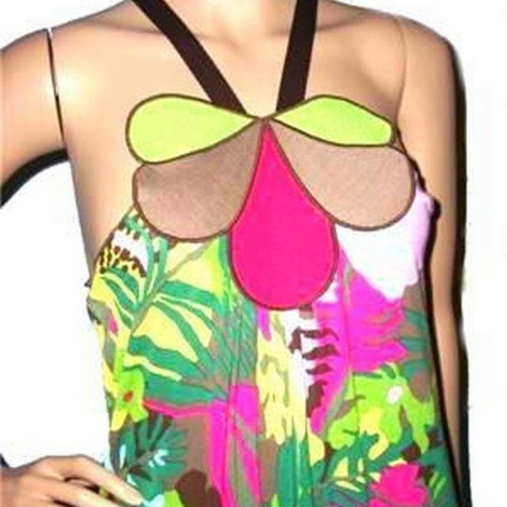 $895! NWT MISSONI HAWAIIAN LOTUS APPLIQUE MAXI DRESS IT 42 / US 6